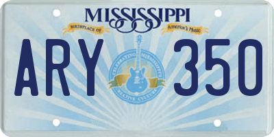 MS license plate ARY350