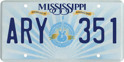 MS license plate ARY351