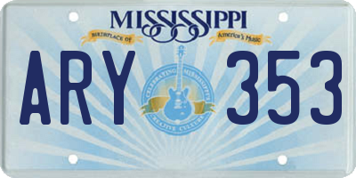 MS license plate ARY353