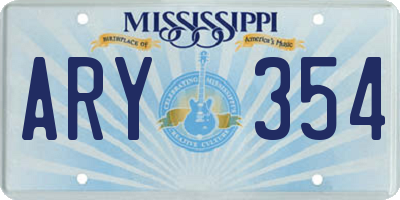 MS license plate ARY354