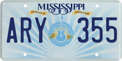 MS license plate ARY355