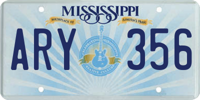 MS license plate ARY356