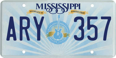 MS license plate ARY357