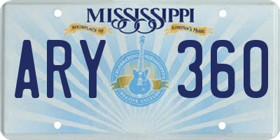 MS license plate ARY360