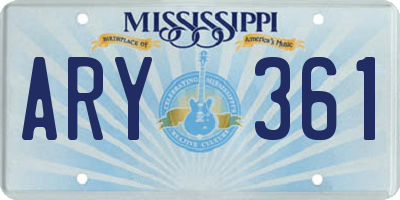 MS license plate ARY361