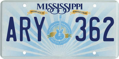 MS license plate ARY362