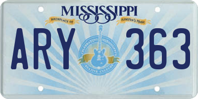 MS license plate ARY363