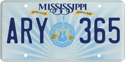 MS license plate ARY365