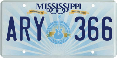 MS license plate ARY366