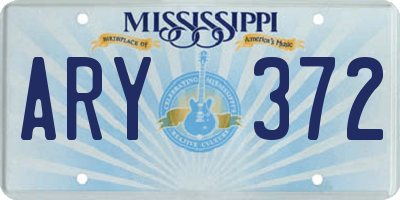 MS license plate ARY372