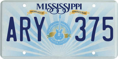 MS license plate ARY375