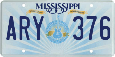 MS license plate ARY376