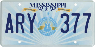 MS license plate ARY377