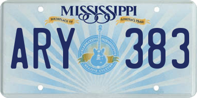 MS license plate ARY383