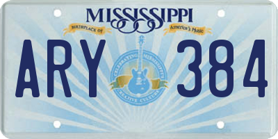 MS license plate ARY384