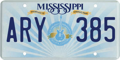 MS license plate ARY385