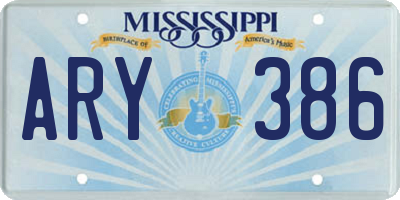 MS license plate ARY386