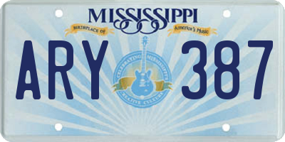 MS license plate ARY387