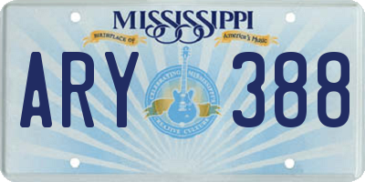 MS license plate ARY388