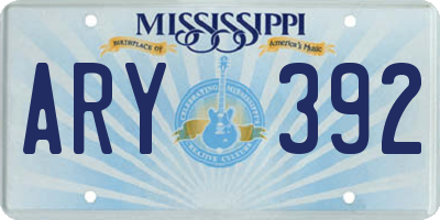 MS license plate ARY392