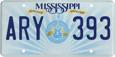 MS license plate ARY393