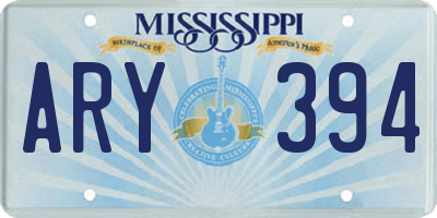 MS license plate ARY394