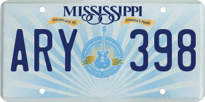 MS license plate ARY398