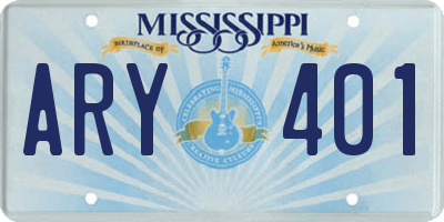 MS license plate ARY401