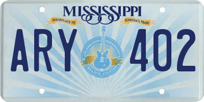MS license plate ARY402