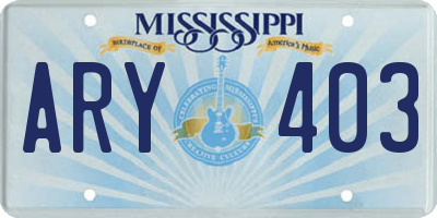 MS license plate ARY403
