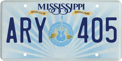 MS license plate ARY405