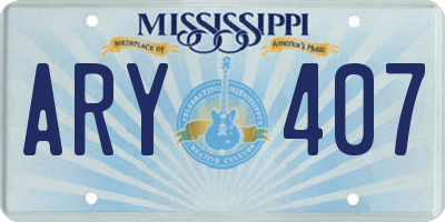 MS license plate ARY407