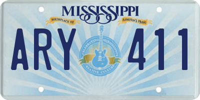 MS license plate ARY411