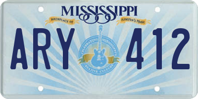 MS license plate ARY412