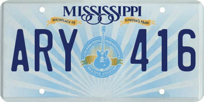 MS license plate ARY416