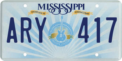 MS license plate ARY417