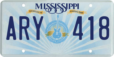 MS license plate ARY418