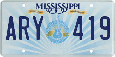 MS license plate ARY419