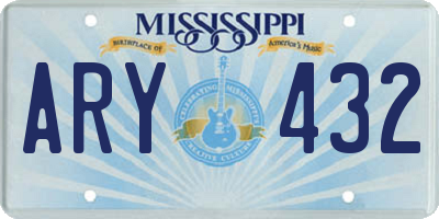 MS license plate ARY432