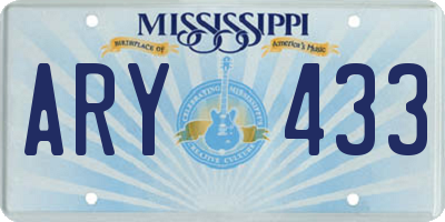 MS license plate ARY433