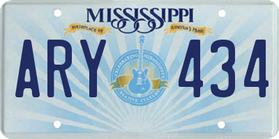 MS license plate ARY434
