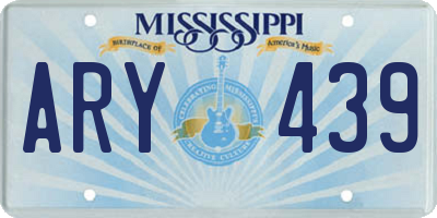MS license plate ARY439