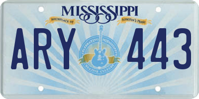 MS license plate ARY443