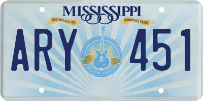MS license plate ARY451