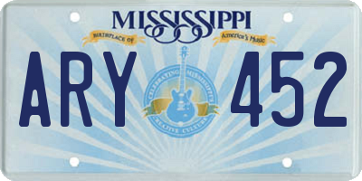 MS license plate ARY452