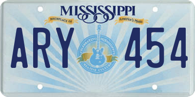 MS license plate ARY454