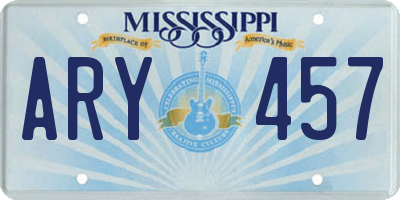 MS license plate ARY457