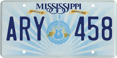 MS license plate ARY458