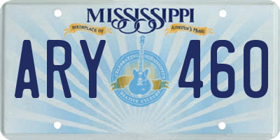 MS license plate ARY460