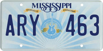 MS license plate ARY463
